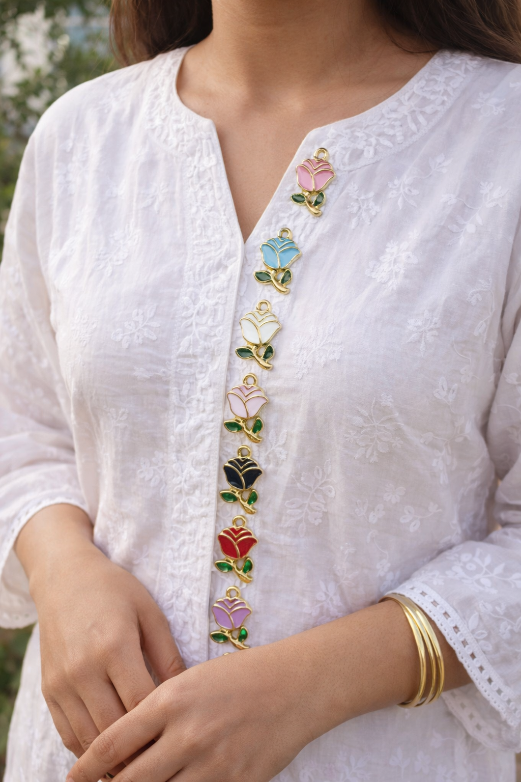 Rose Shape Decorative Metal Buttons – Colorful Enamel Sewing Buttons