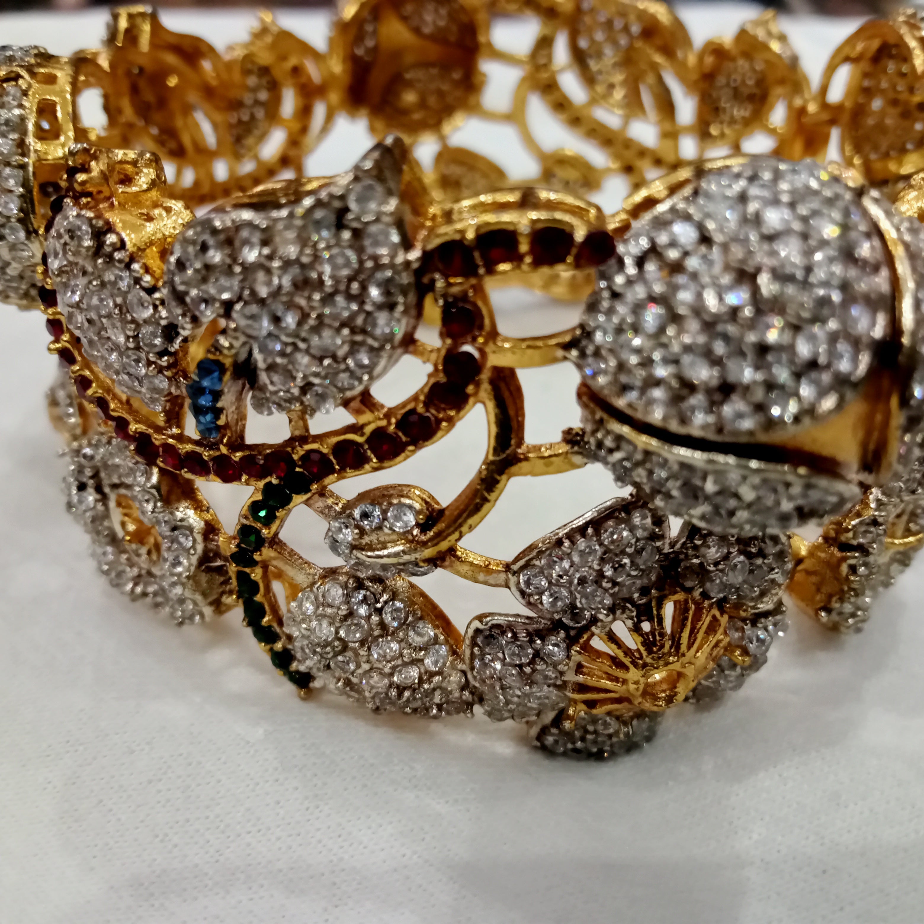 Bridal Gold-Tone Stone Studded Bangle | Traditional Indian Wedding Jewelry Kada