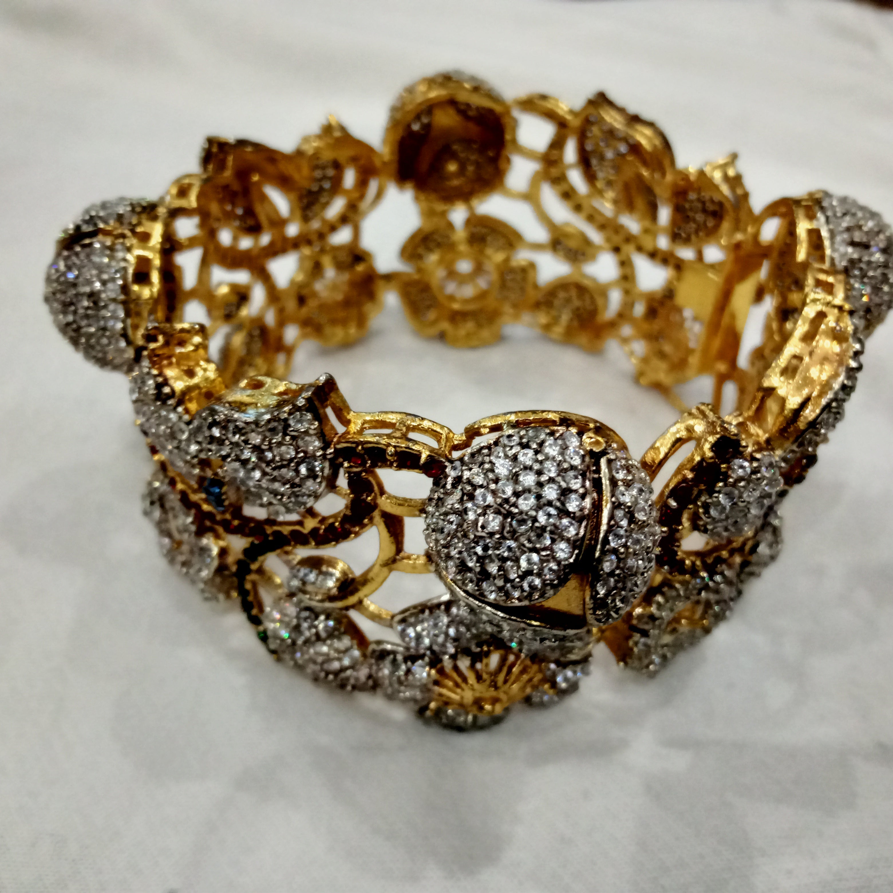 Bridal Gold-Tone Stone Studded Bangle | Traditional Indian Wedding Jewelry Kada
