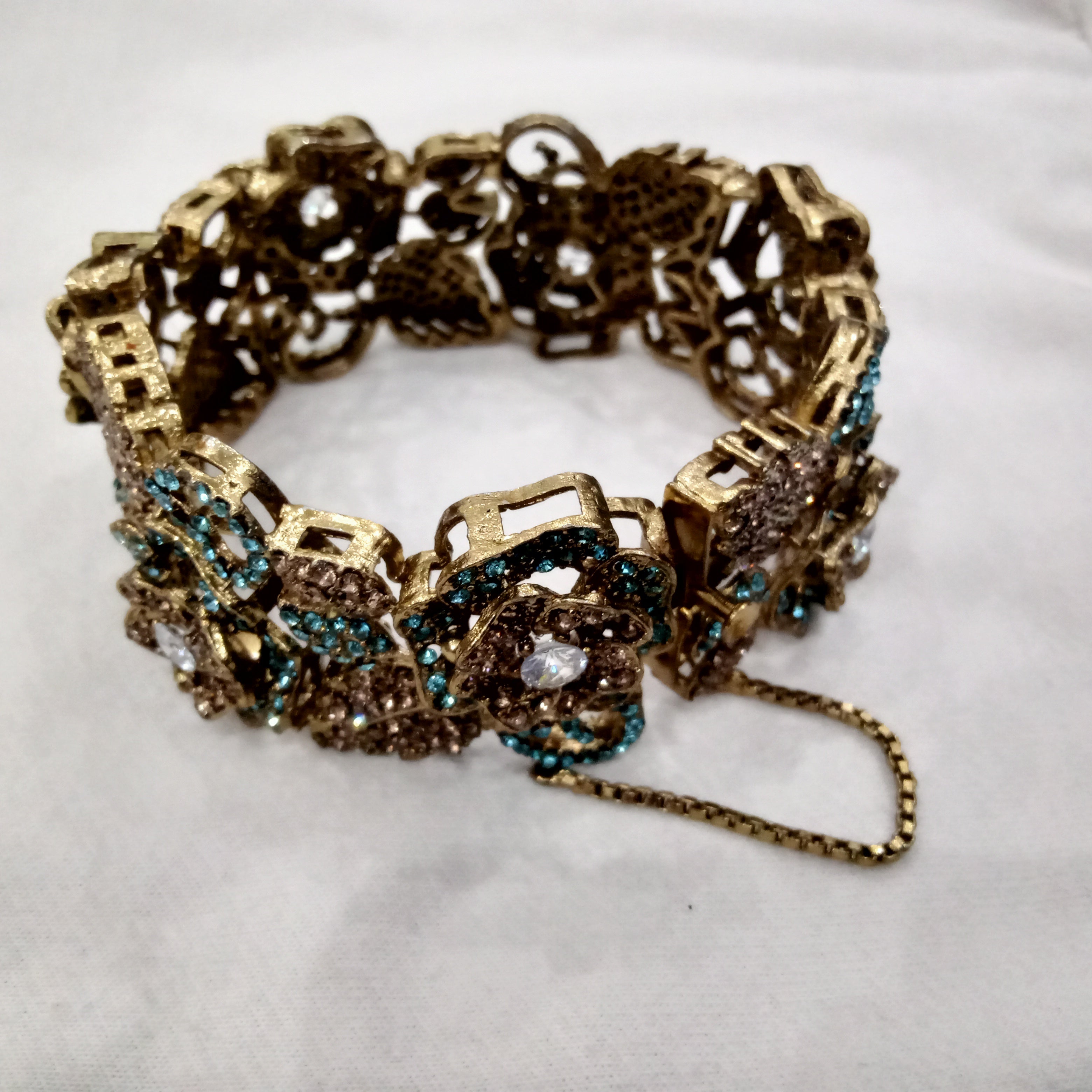 Botanical Garden Filigree Cuff | 3D Textured Floral Design with Lustrous Pearl Inlays