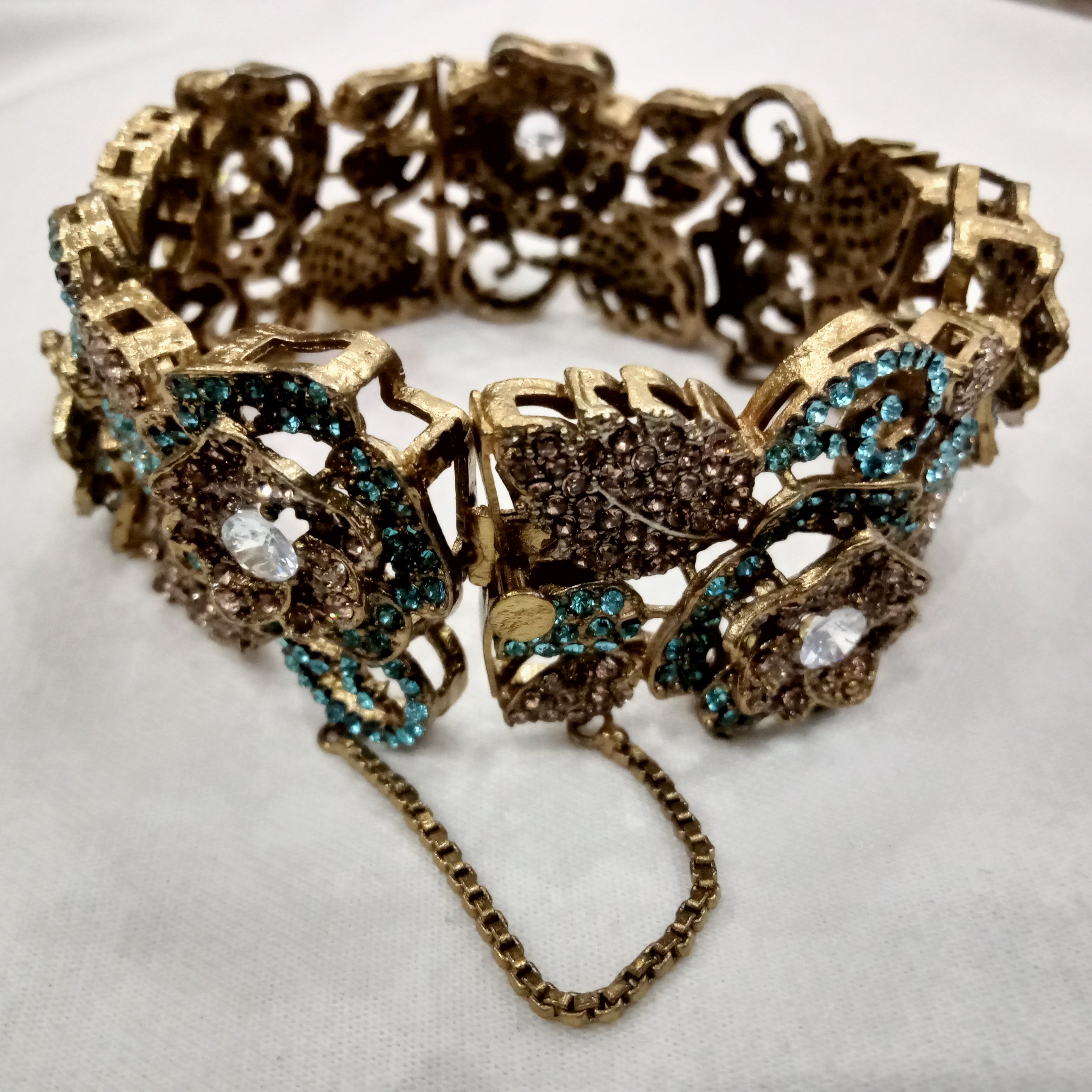 Botanical Garden Filigree Cuff | 3D Textured Floral Design with Lustrous Pearl Inlays