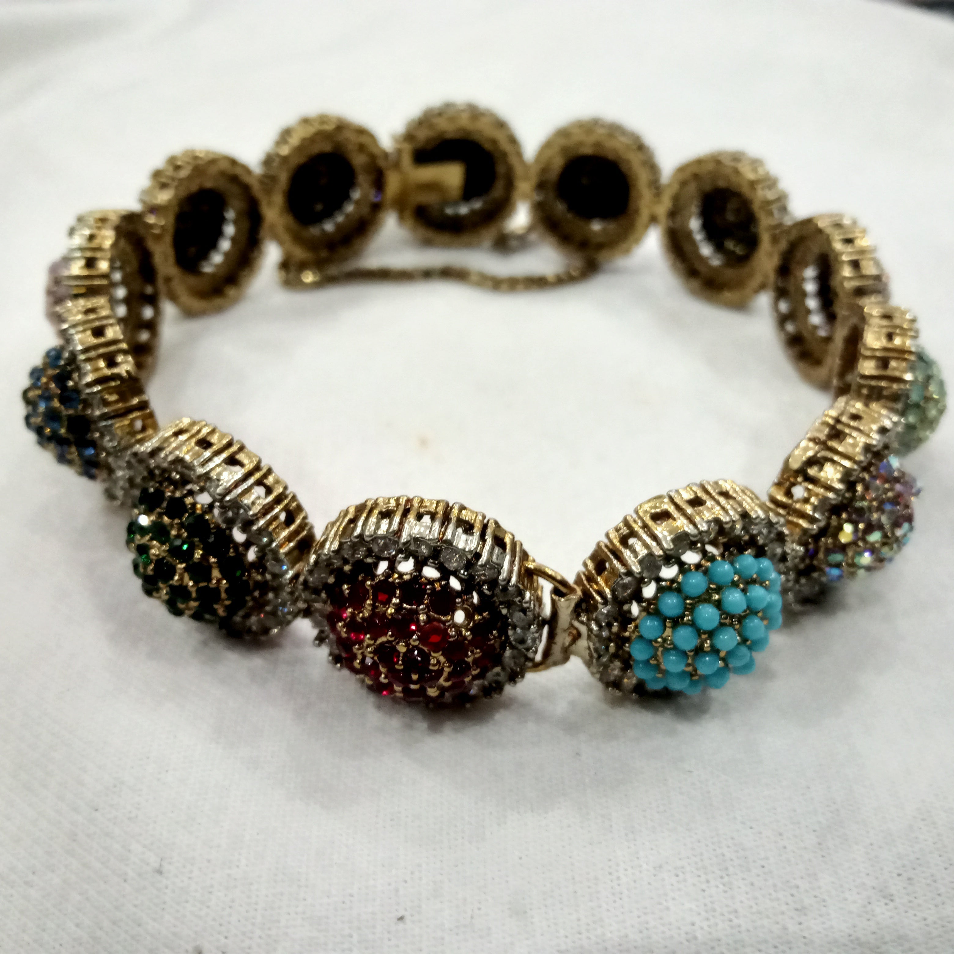 Bohemian Multi-Gemstone Beaded Bangles | Vintage Gold Festive Charm Bracelets