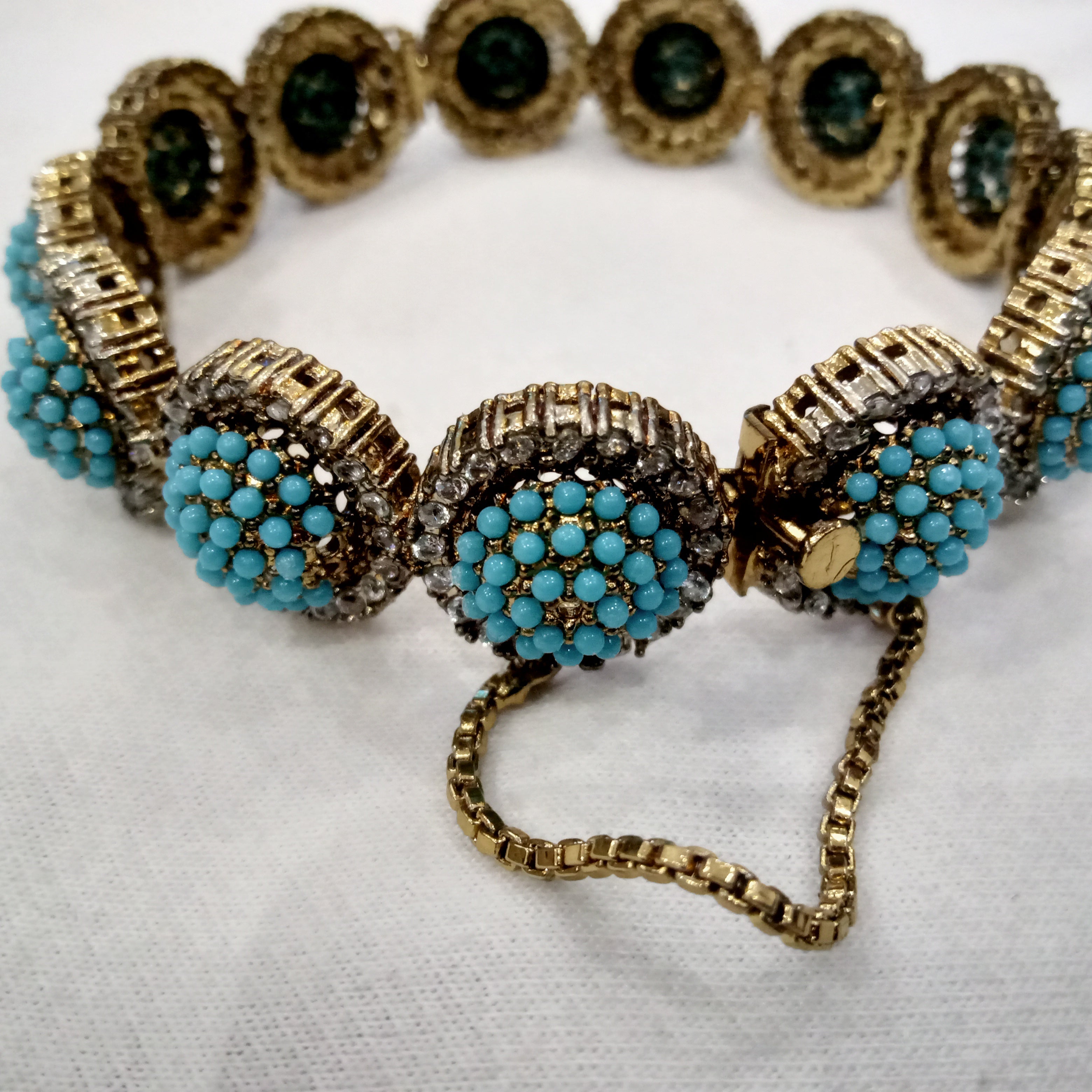 Artisan Filigree Turquoise & Rhinestone Statement Jewelry