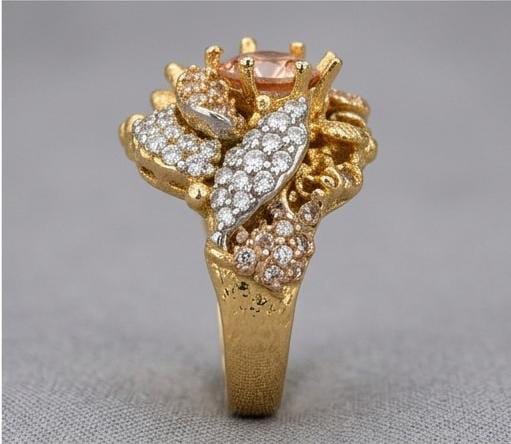 Champagne & Crystal Pavé Nugget Ring