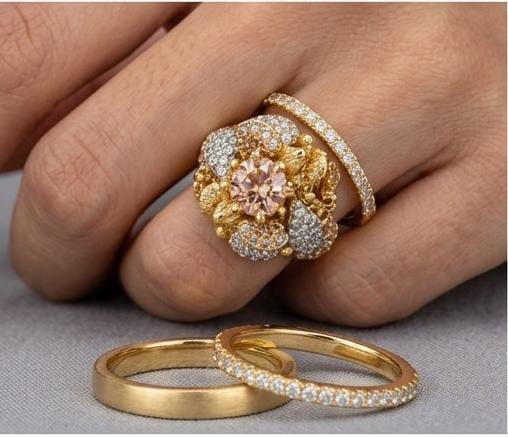 Champagne & Crystal Pavé Nugget Ring