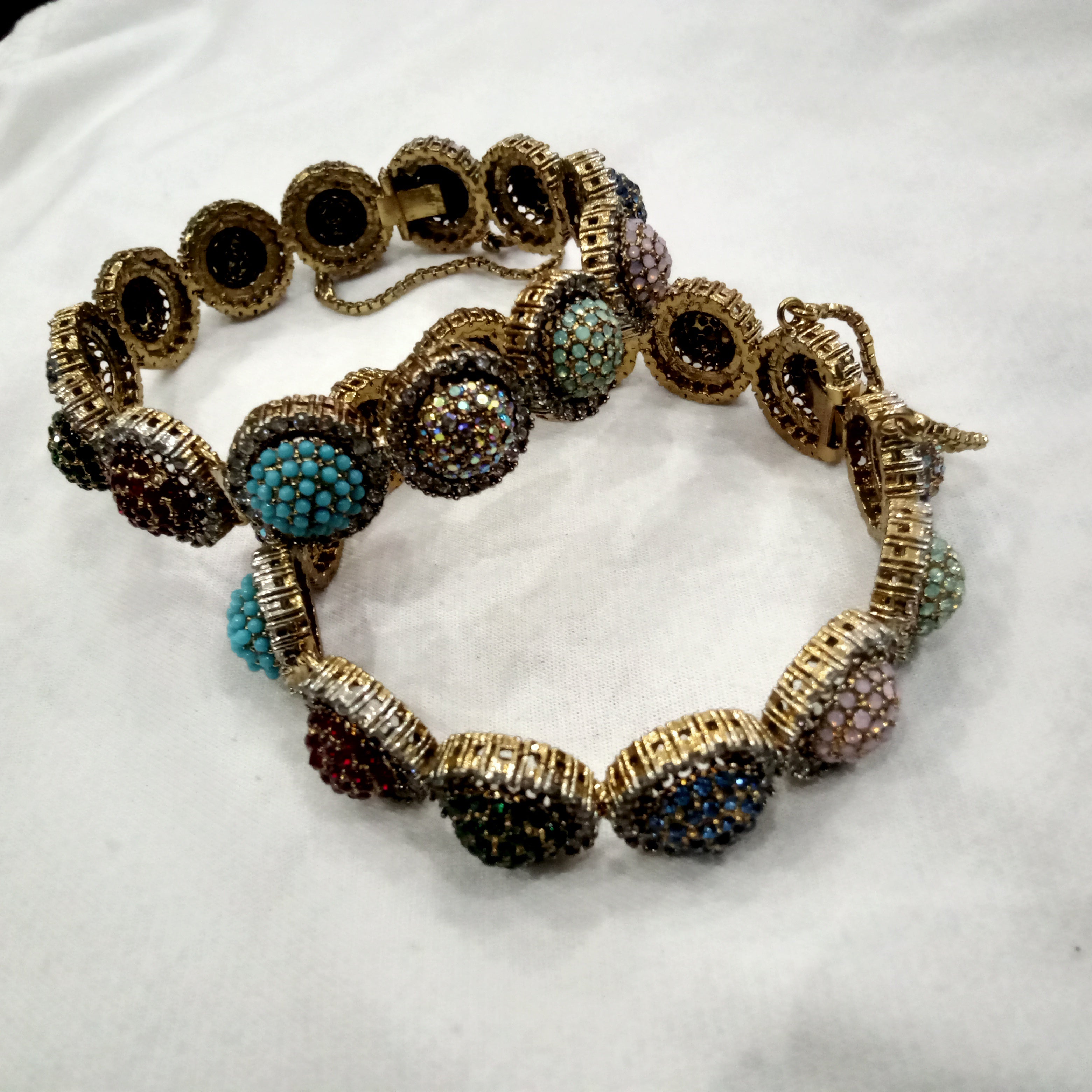 Bohemian Multi-Gemstone Beaded Bangles | Vintage Gold Festive Charm Bracelets